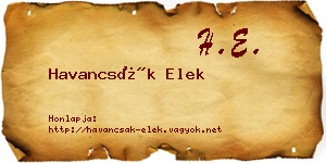 Havancsák Elek névjegykártya